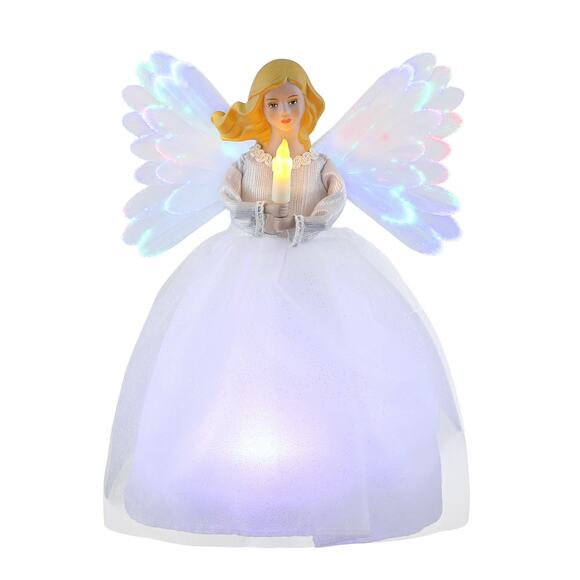 Mr. Christmas Animated Moving Tree Topper Fiber Optic Light Up Angel White LED - Picture 2 of 9